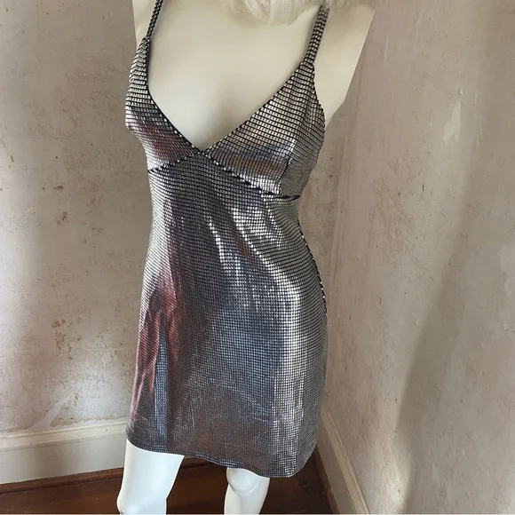 Paco Rabanne Vintage 1990s Silver Mini Dress - Picture 3 of 11
